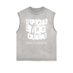 Frayed Edge Bold Typography Tank Top