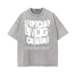 Washed Cotton Graphic Typography T-Shirt