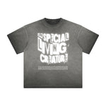 Vintage-Style Frayed Typography Tee