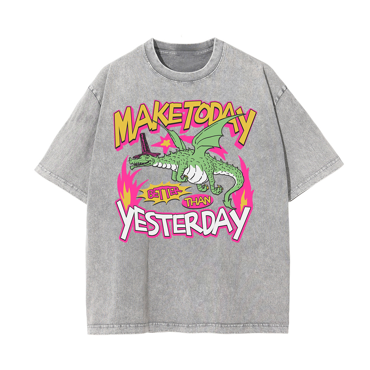 Washed Cotton Graphic Typography T-Shirt