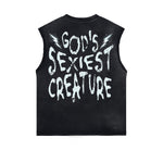 Distressed Bold Typography Sleeveless Tee