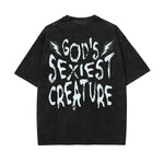 Stone-Washed Bold Typography Crewneck Tee