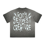 Vintage-Style Frayed Typography Tee