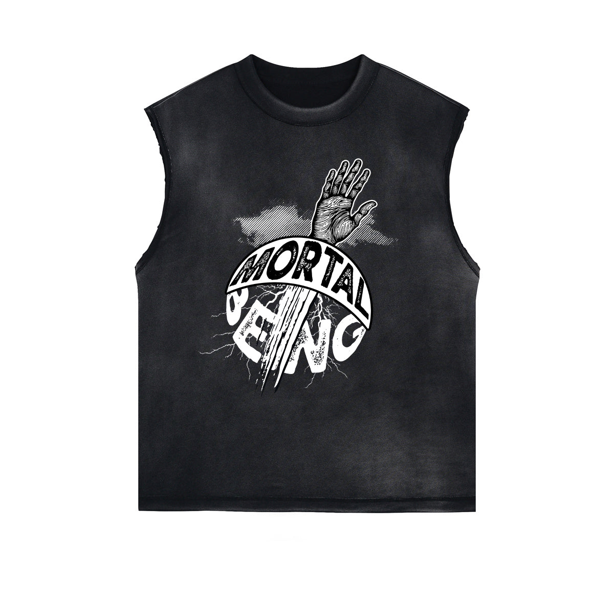 Distressed Bold Typography Sleeveless Tee