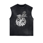 Distressed Bold Typography Sleeveless Tee