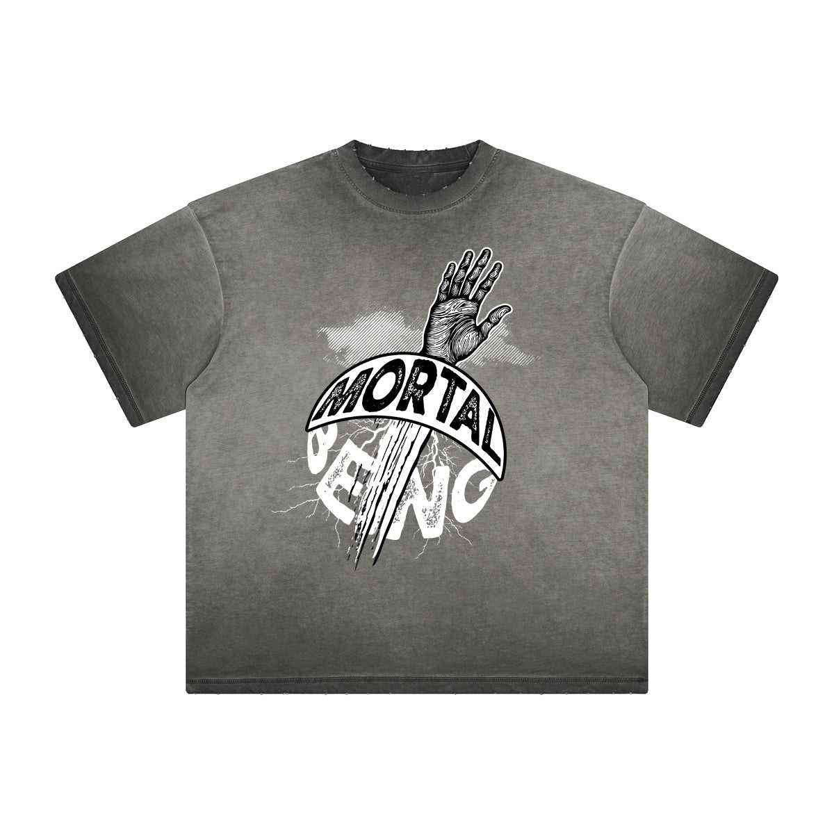 Vintage-Style Frayed Typography Tee