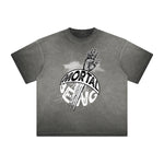 Vintage-Style Frayed Typography Tee