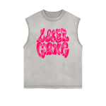 Frayed Edge Bold Typography Tank Top