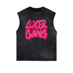 Distressed Bold Typography Sleeveless Tee