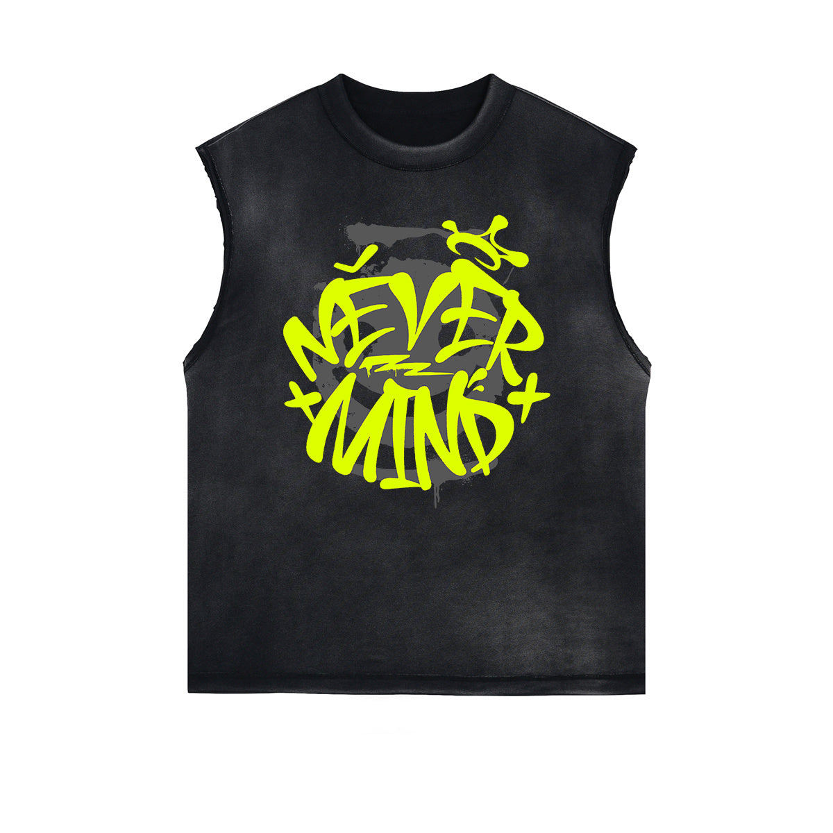 Distressed Bold Typography Sleeveless Tee