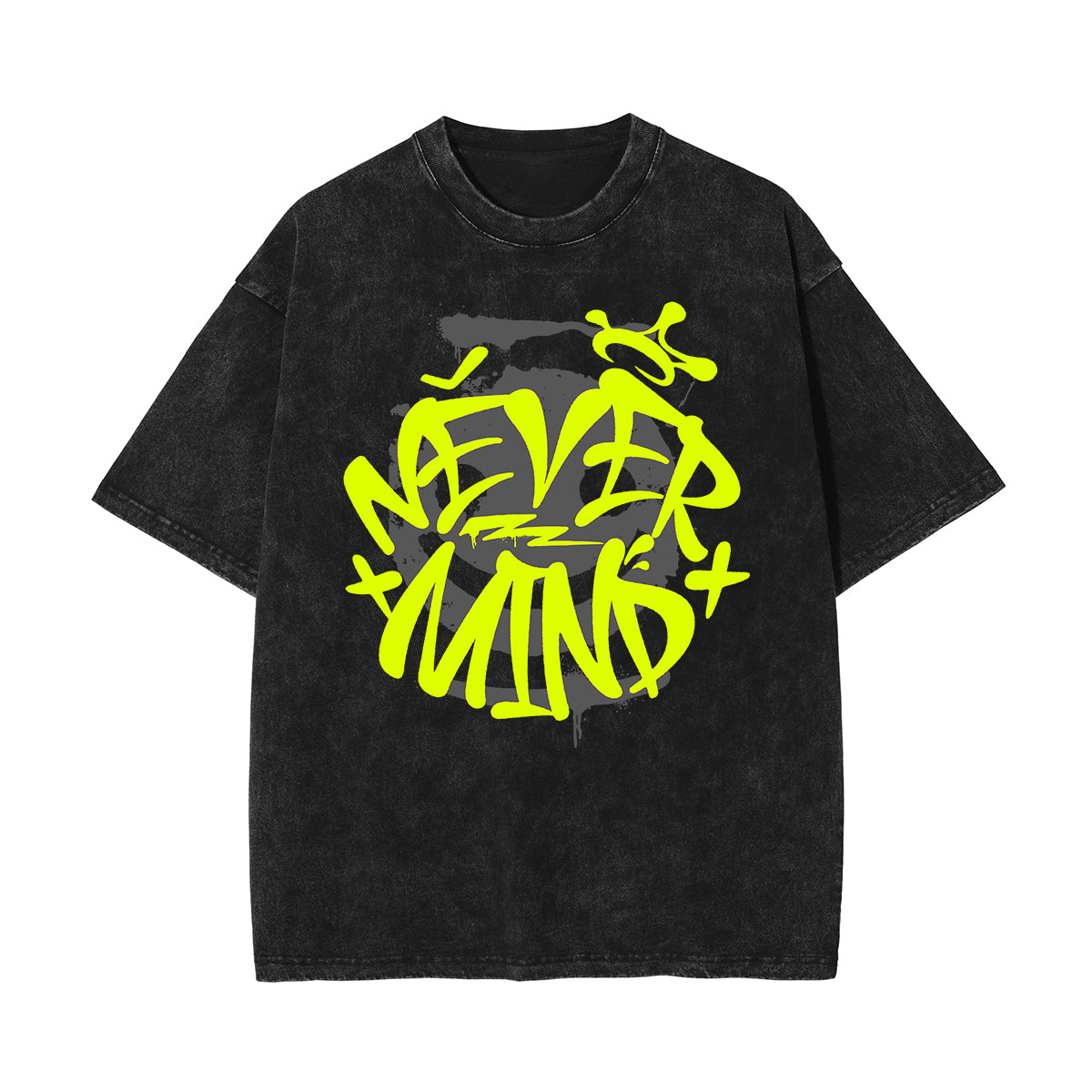 Stone-Washed Bold Typography Crewneck Tee