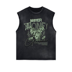 Distressed Bold Typography Sleeveless Tee