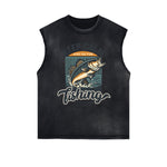 Distressed Bold Typography Sleeveless Tee
