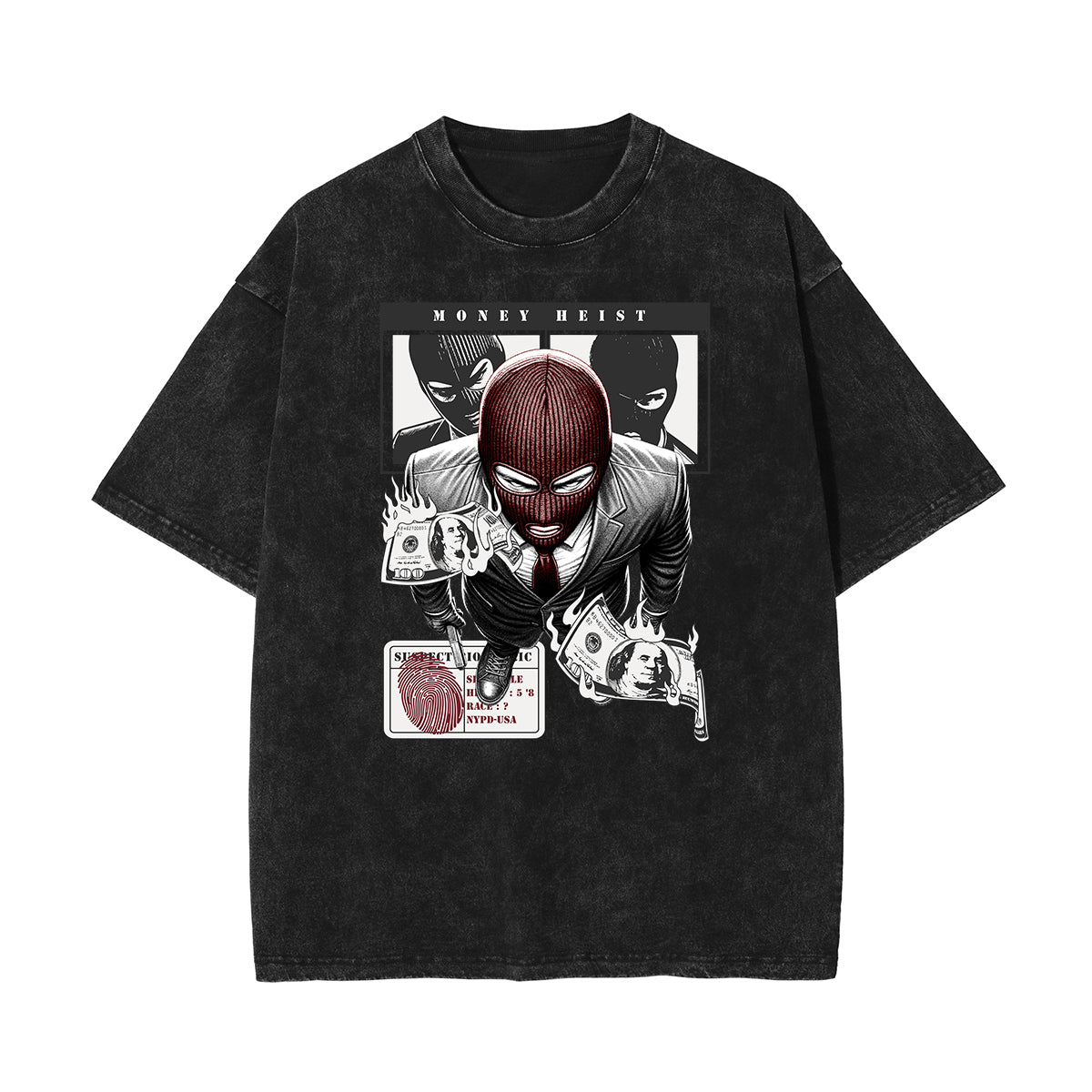 Stone Wash Mystery Mask Graphic T-Shirt