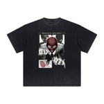 Vintage Frayed Mystery Mask Pattern Tee