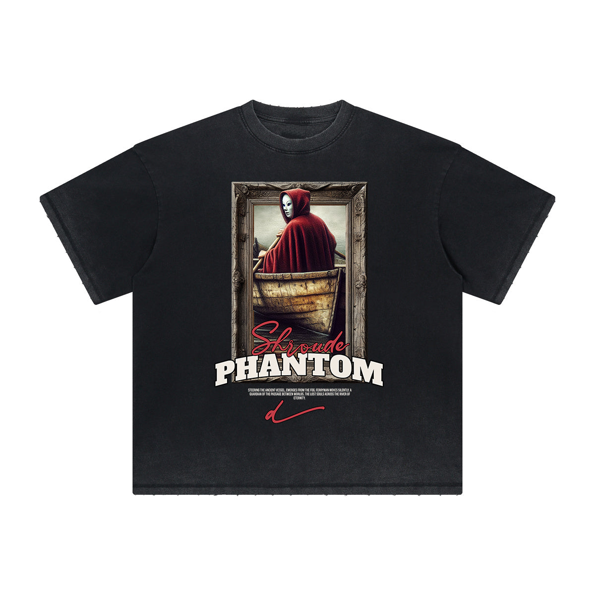 Vintage Frayed Mystery Mask Pattern Tee