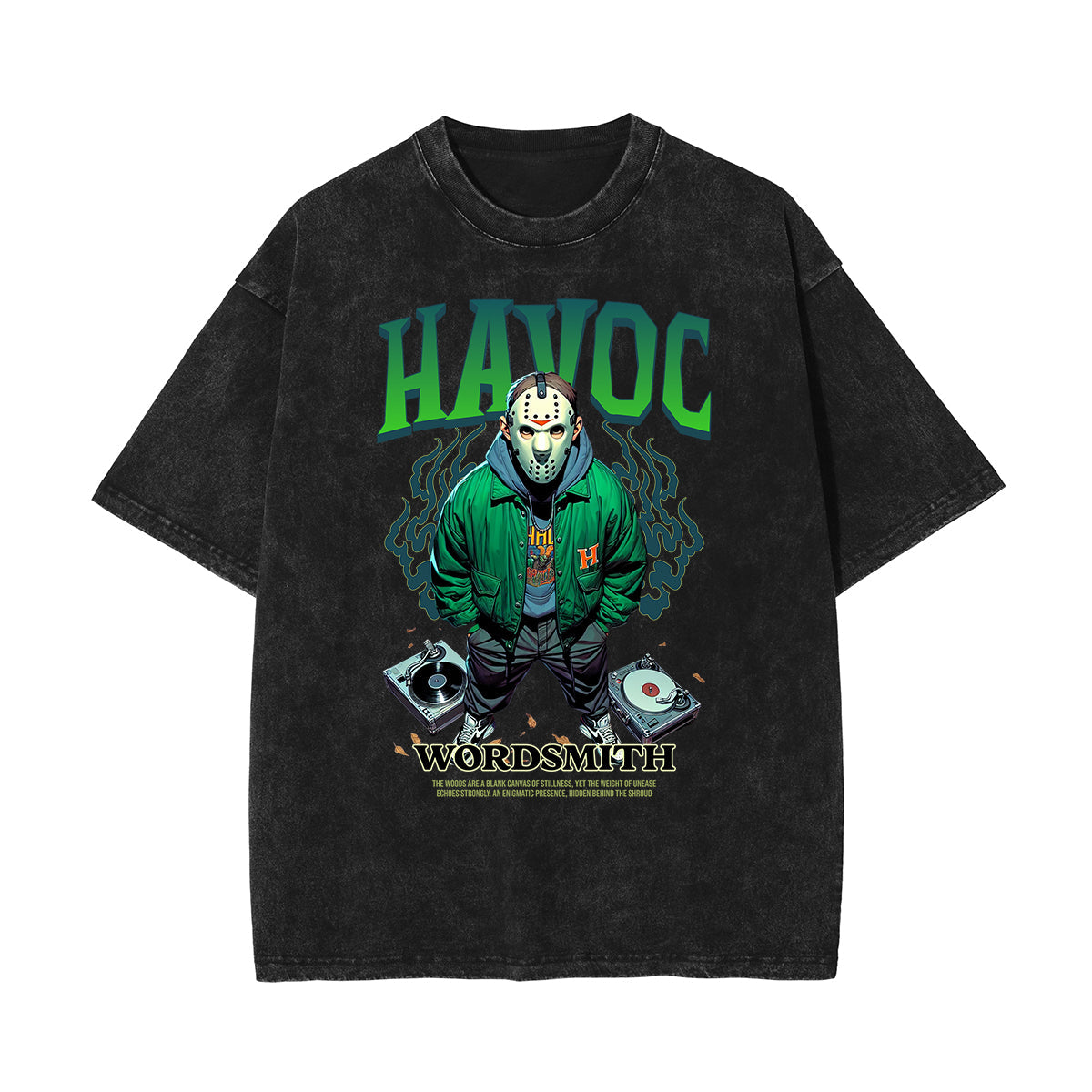 Stone Wash Mystery Mask Graphic T-Shirt