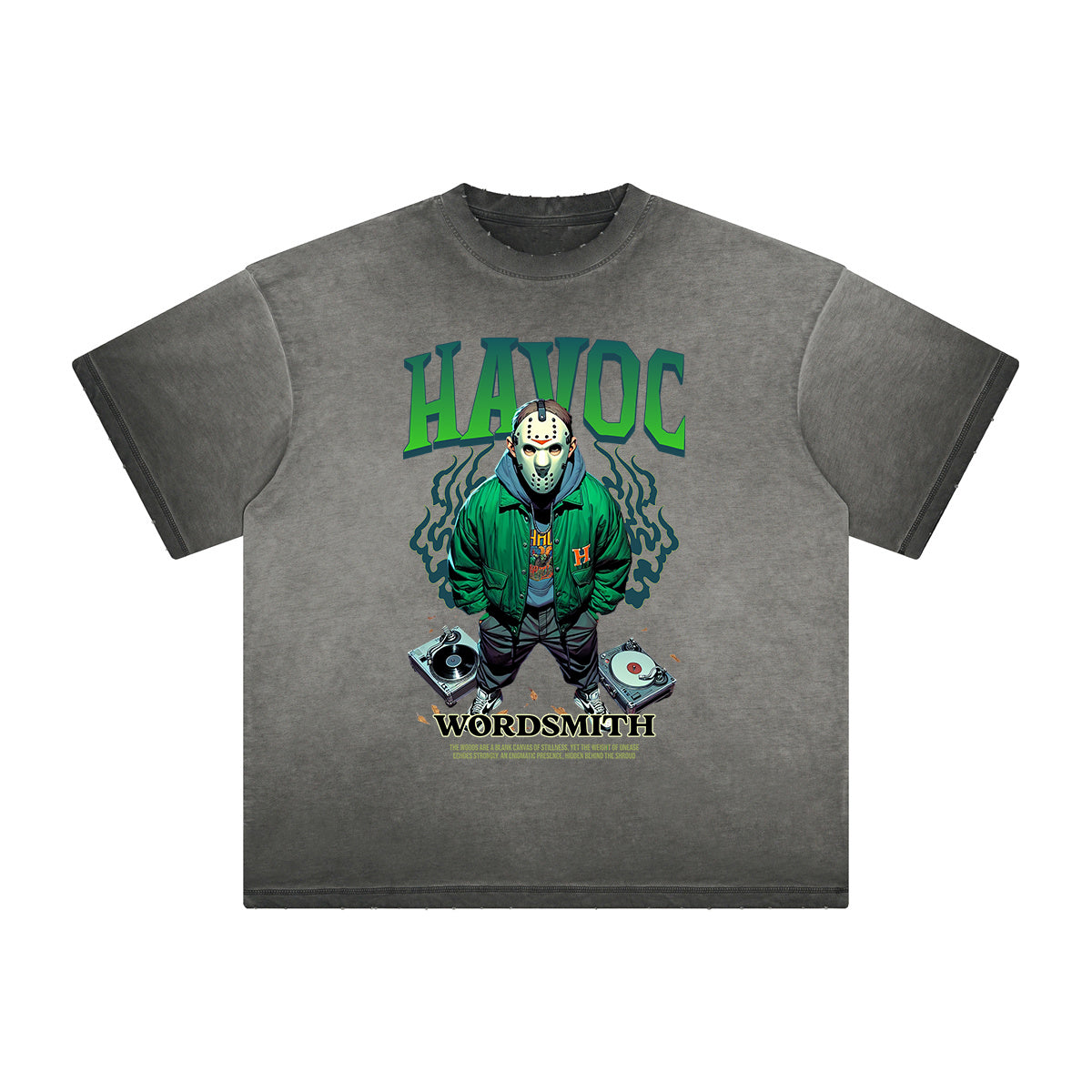 Heavy Faded Mystery Mask Graphic T Shirt