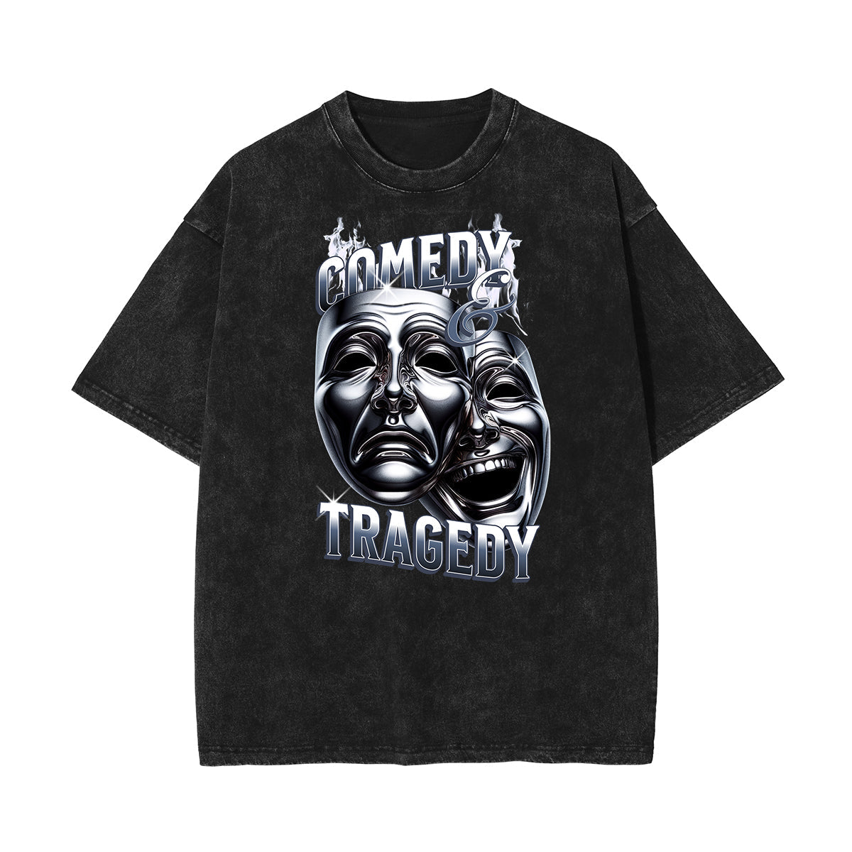 Stone Wash Mystery Mask Graphic T-Shirt