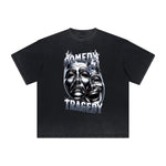 Vintage Frayed Mystery Mask Pattern Tee