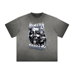 Heavy Faded Mystery Mask Graphic T Shirt