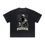 Vintage Frayed Mystery Mask Pattern Tee