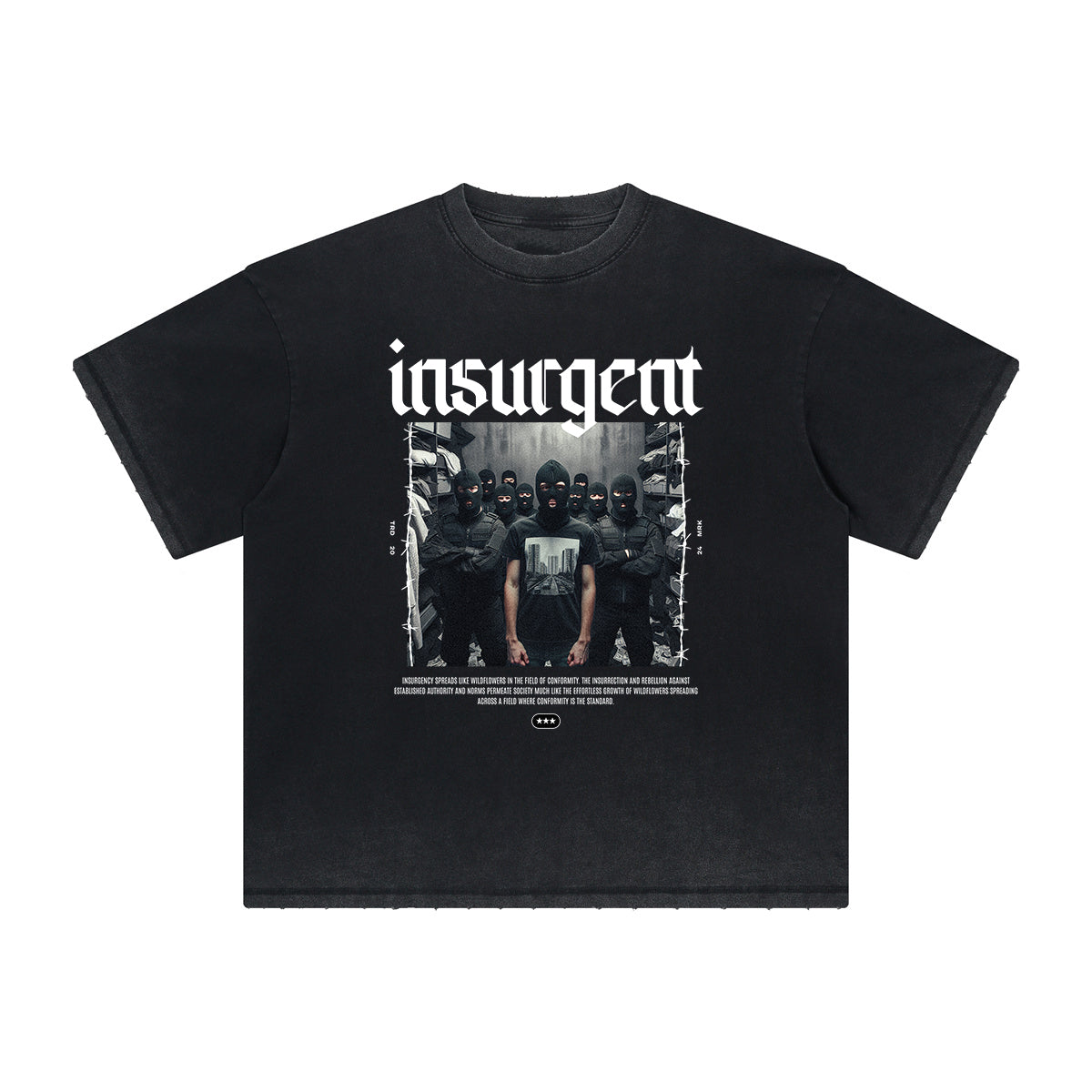 Vintage Frayed Mystery Mask Pattern Tee