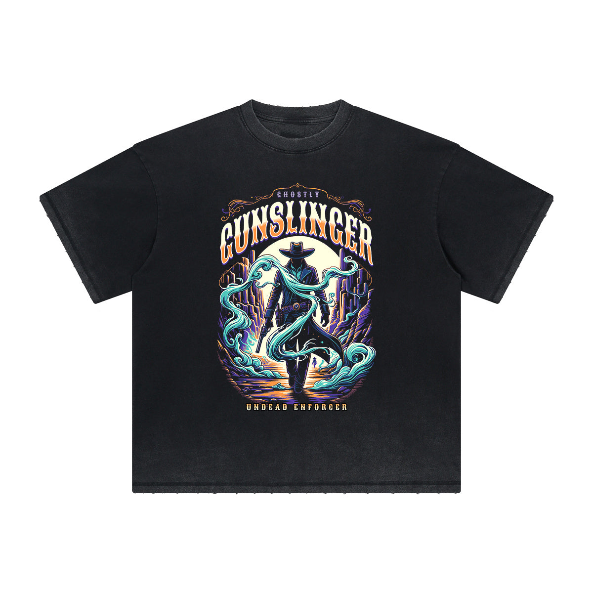 Vintage Frayed Mystery Mask Pattern Tee