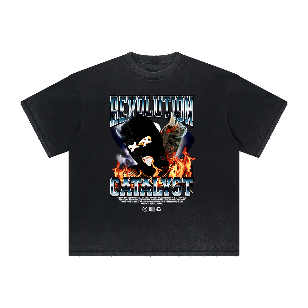 Vintage Frayed Mystery Mask Pattern Tee