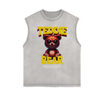Frayed Edge Creepy Bear Graphic Tank Top