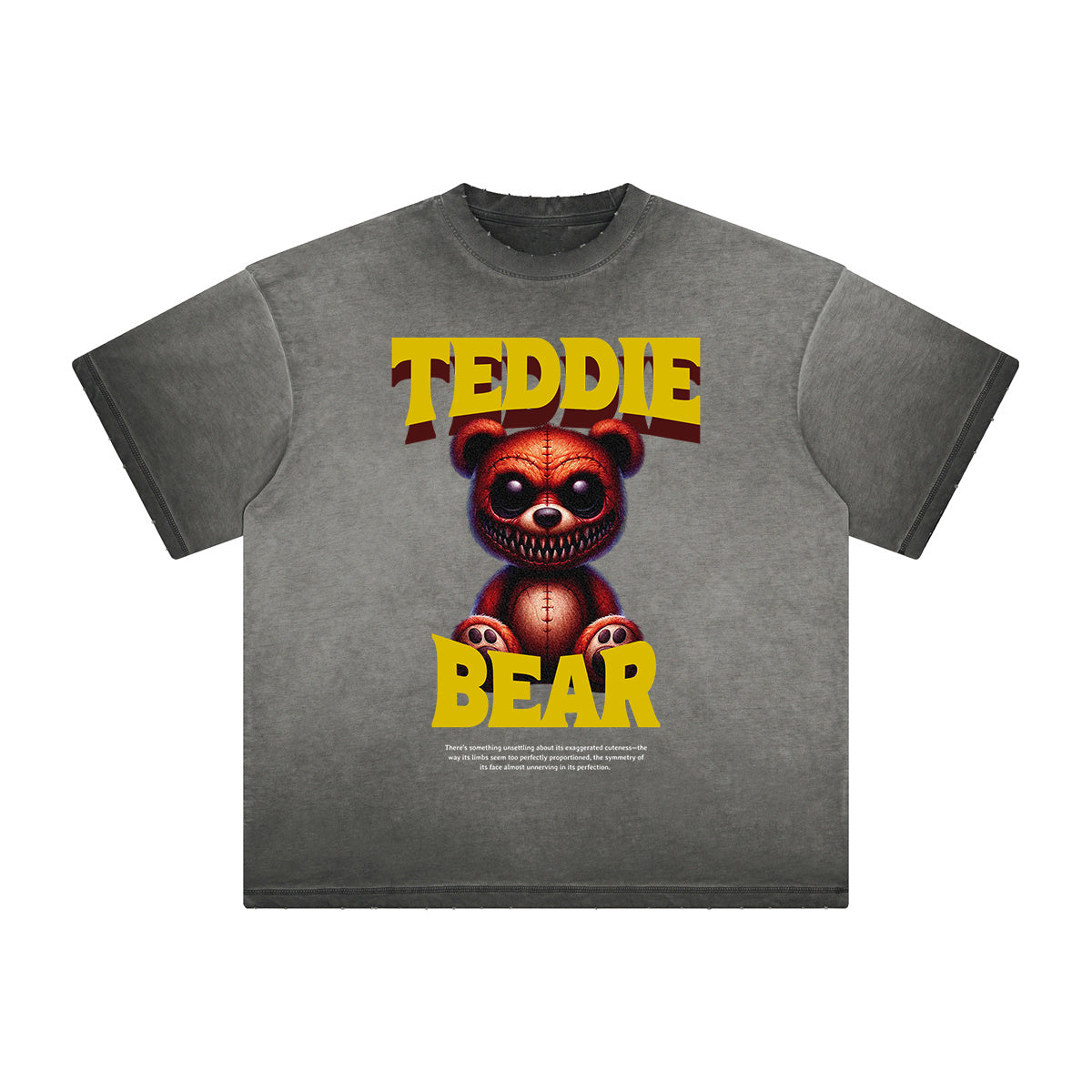 Vintage Frayed Creepy Bear Pattern Tee