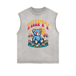 Frayed Edge Creepy Bear Graphic Tank Top