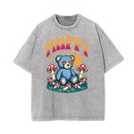 Stone Wash Creepy Bear Graphic T-Shirt