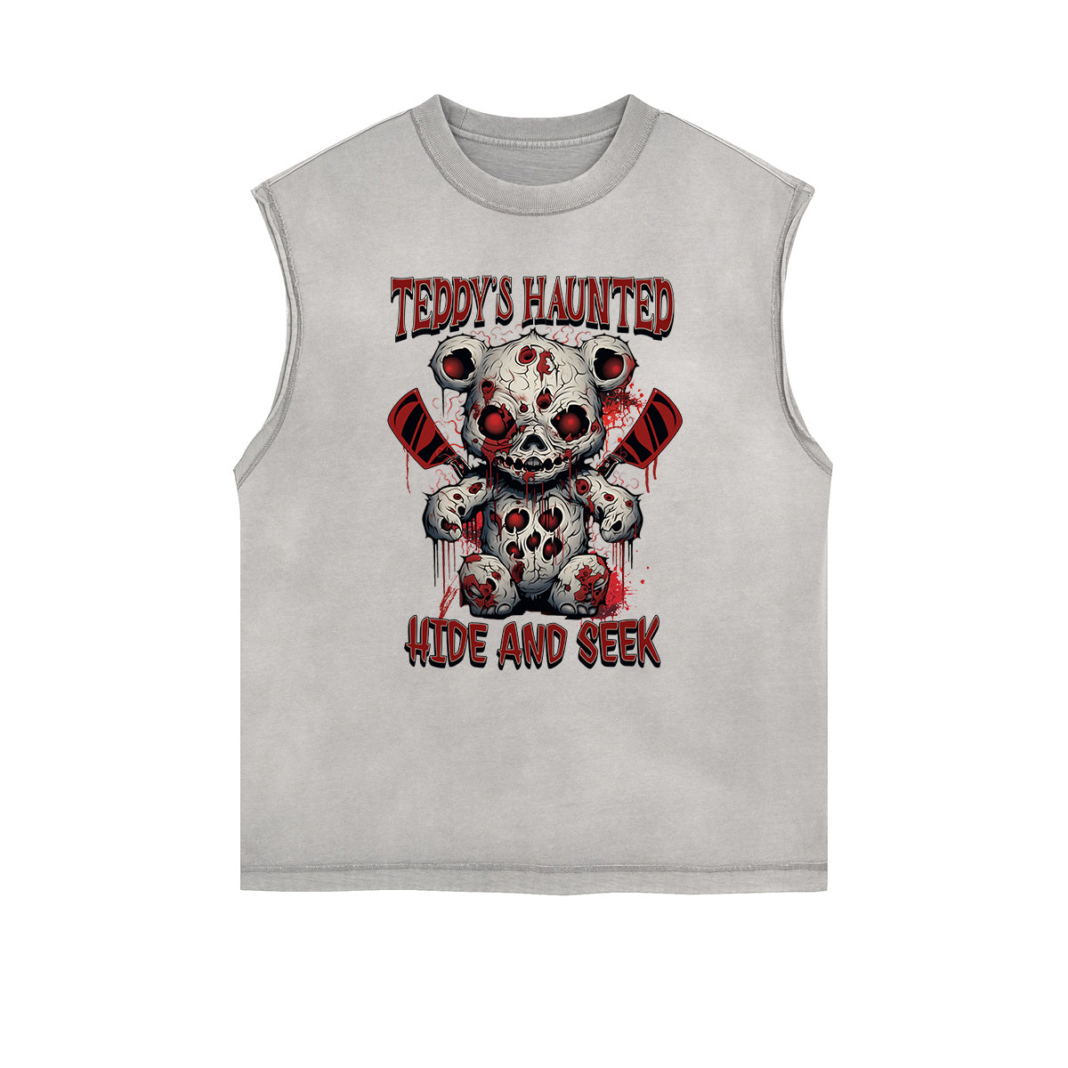 Frayed Edge Creepy Bear Graphic Tank Top