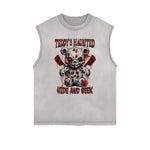 Frayed Edge Creepy Bear Graphic Tank Top