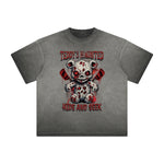 Vintage Frayed Creepy Bear Pattern Tee