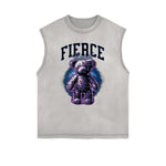 Frayed Edge Creepy Bear Graphic Tank Top