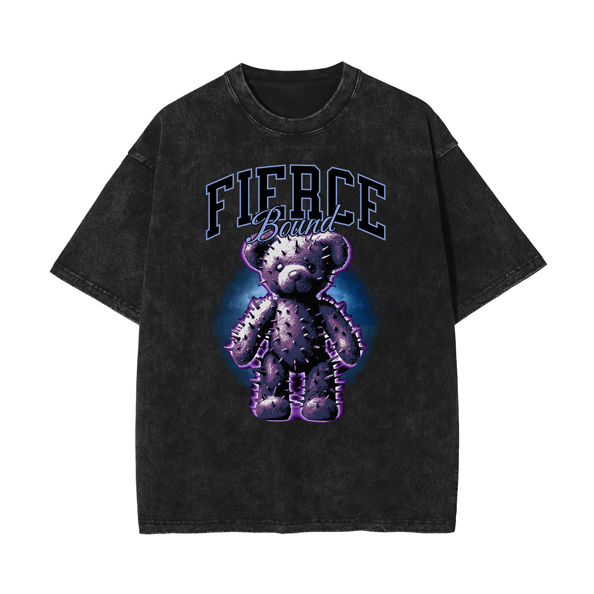 Washed Creepy Bear Graphic Cotton Tee