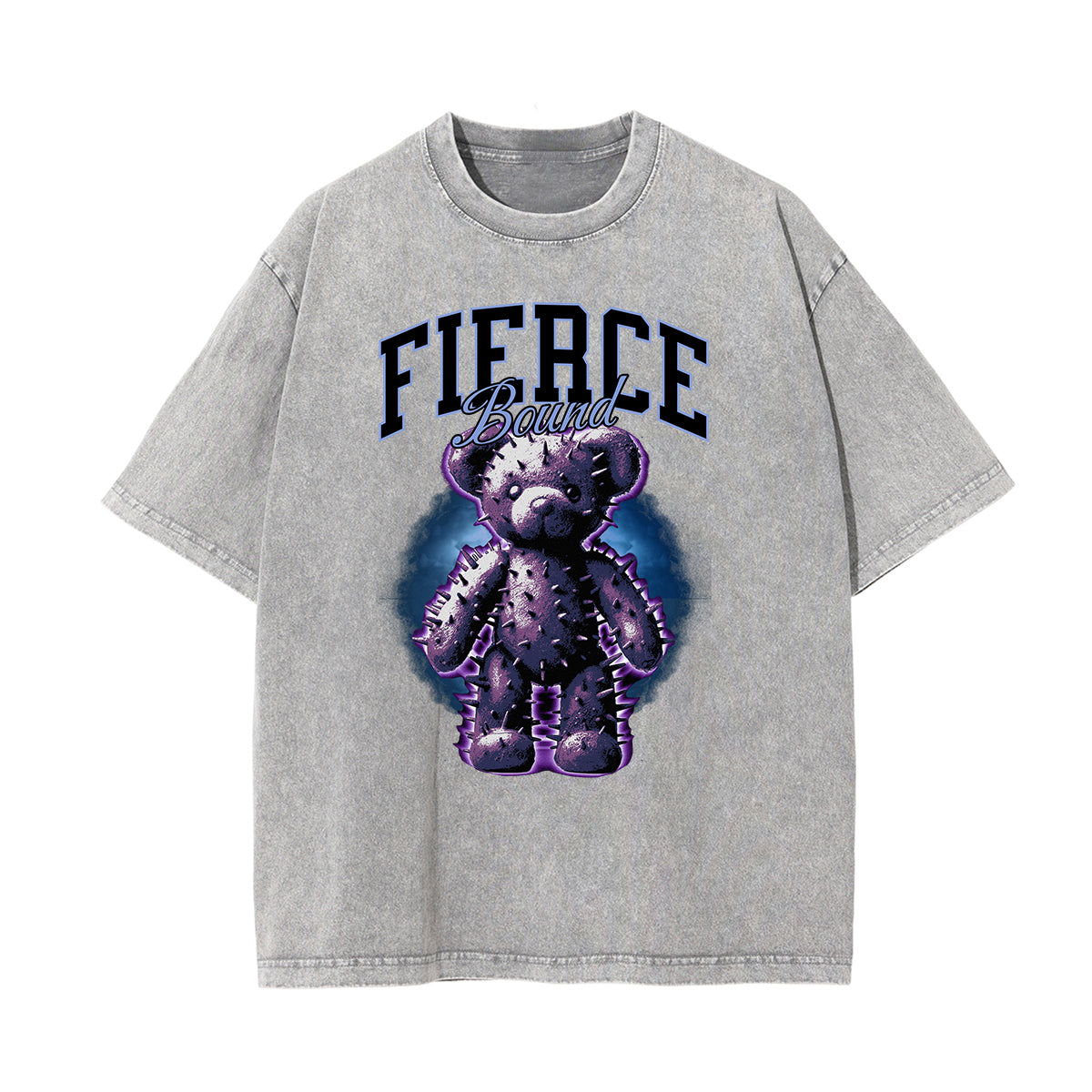 Stone Wash Creepy Bear Graphic T-Shirt