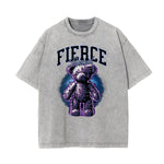 Stone Wash Creepy Bear Graphic T-Shirt