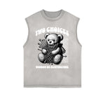 Frayed Edge Creepy Bear Graphic Tank Top