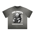 Vintage Frayed Creepy Bear Pattern Tee