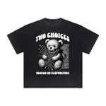 Heavy Faded Creepy Bear Graphic T Shirt