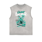 Frayed Edge Creepy Bear Graphic Tank Top