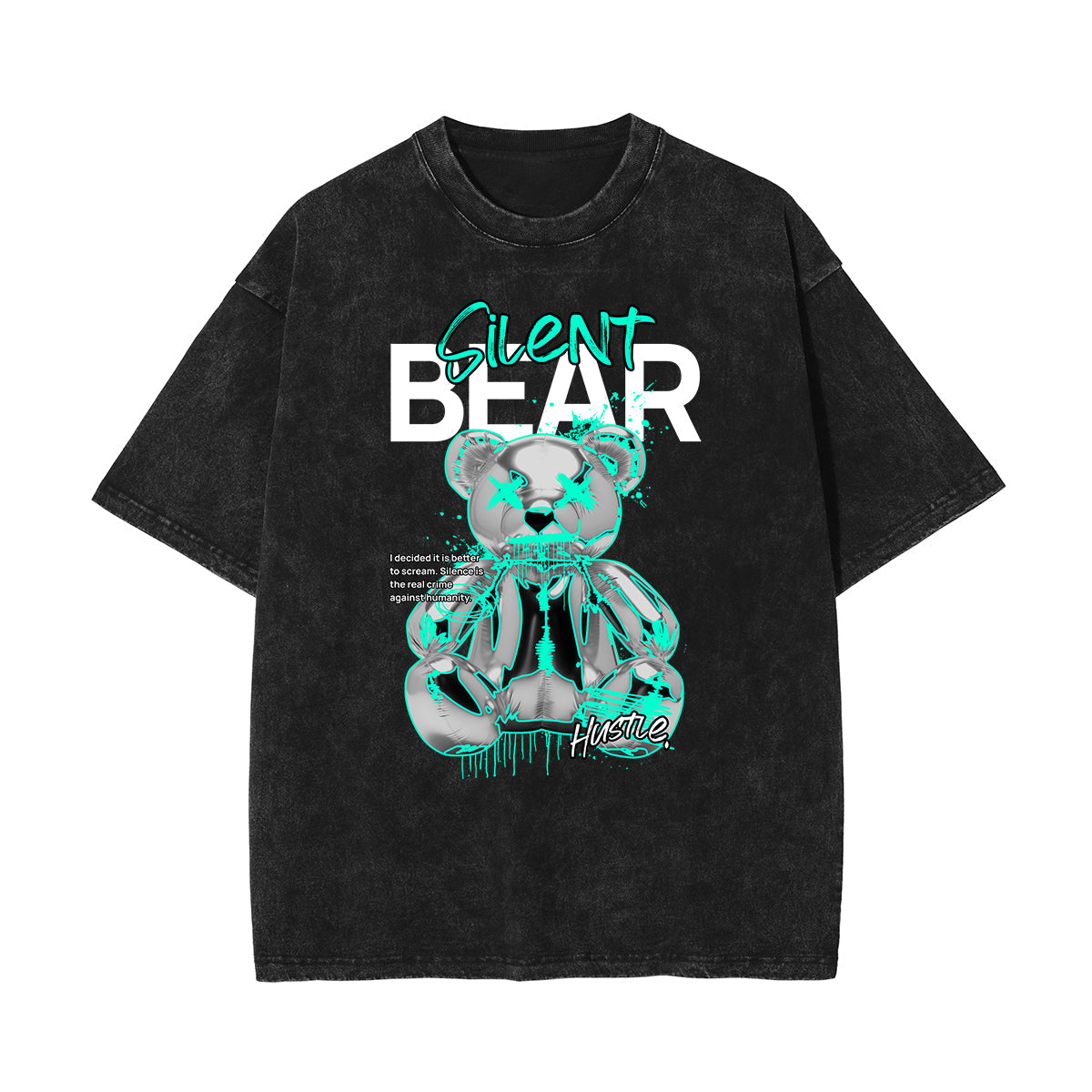 Washed Creepy Bear Graphic Cotton Tee