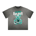 Vintage Frayed Creepy Bear Pattern Tee
