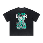 Heavy Faded Creepy Bear Graphic T Shirt