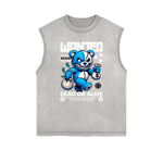 Frayed Edge Creepy Bear Graphic Tank Top
