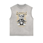 Frayed Edge Creepy Bear Graphic Tank Top