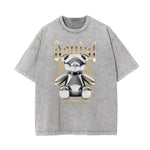 Stone Wash Creepy Bear Graphic T-Shirt
